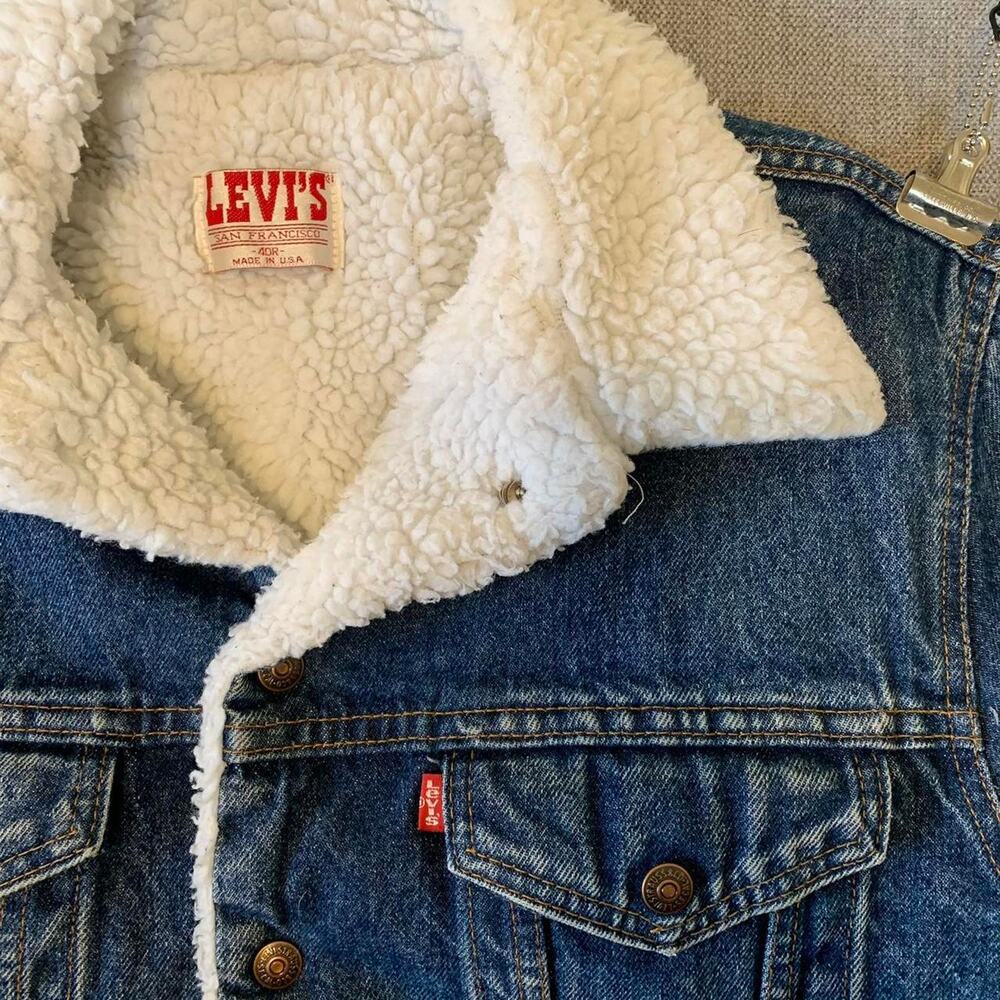 Vintage 70s Levi's Sherpa Trucker denim Jacket San Francisco - Picture 3 of 8